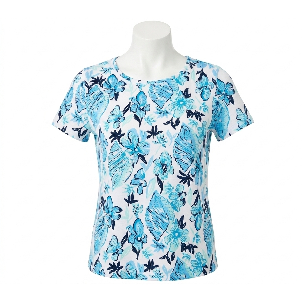 NEW LILLY PULITZER etta scoop neck top in resort white/sea shell splendor
